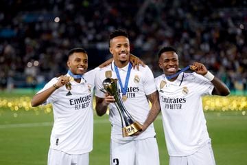 Rodrygo, Militão e Vinicius, três expoentes da política de fichas do Real Madrid, no último Mundial de Clubes.