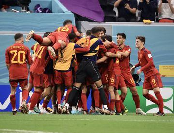 La Selección celebra el gol de Morata a Alemania. 