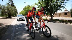 SAN JUAN, ARGENTINA - JANUARY 20: (L-R) Egan Arley Bernal Gomez of Colombia and Filippo Ganna of Italy and Team INEOS Grenadiers during the 39th Vuelta a San Juan International 2023 - Training Session on January 20, 2023 in San Juan, Argentina. (Photo by Maximiliano Blanco/Getty Images)