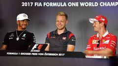 Vettel, Magnussen y Hamilton. 