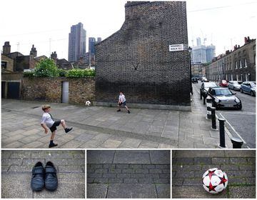 Fútbol callejero en las calles del centro de Londres.