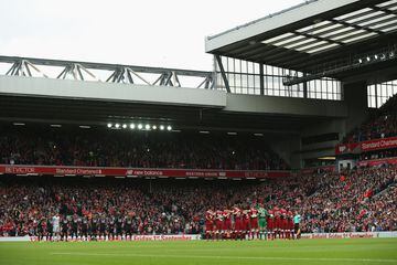 Minute's silence before the game between Liverpool and Crystal Palace in the Premier League