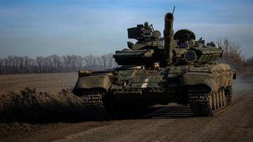 A Ukrainian tank runs on a road near Bakhmut, in the Donetsk region, on December 2, 2022, amid the Russian invasion of Ukraine. (Photo by ANATOLII STEPANOV / AFP) (Photo by ANATOLII STEPANOV/AFP via Getty Images)