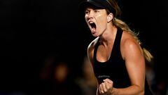 US' Danielle Collins reacts after losing a set against Greece's Maria Sakkari during the WTA 2022 Tournament Women's Singles tennis match in Zapopan, Jalisco state Mexico, on October 20, 2022. (Photo by Ulises Ruiz / AFP)