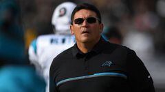 OAKLAND, CA - NOVEMBER 27: Head coach Ron Rivera of the Carolina Panthers looks on against the Oakland Raiders during their NFL game on November 27, 2016 in Oakland, California.   Thearon W. Henderson/Getty Images/AFP == FOR NEWSPAPERS, INTERNET, TELCOS &amp; TELEVISION USE ONLY ==