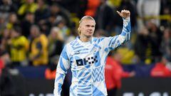 DORTMUND, GERMANY - OCTOBER 25: Erling Haaland of Manchester City gestures after the UEFA Champions League group G match between Borussia Dortmund and Manchester City at Signal Iduna Park on October 25, 2022 in Dortmund, Germany. (Photo by Ralf Treese/DeFodi Images via Getty Images)