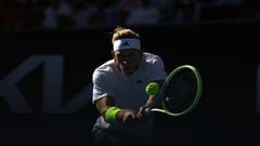 Alejandro Davidovich Fokina, oscurecido en su partido contra Nuno Borges en el Open de Australia.