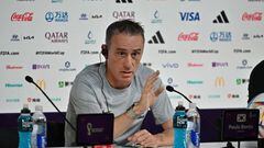 South Korea's Portuguese coach Paulo Bento addresses a press conference at the Qatar National Convention Center (QNCC) in Doha on November 27, 2022, on the eve of the Qatar 2022 World Cup football match between South Korea and Ghana. (Photo by JUNG Yeon-je / AFP) (Photo by JUNG YEON-JE/AFP via Getty Images)