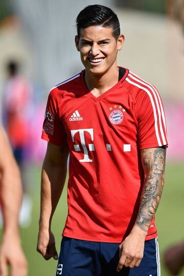 James Rodríguez, all smiles on his first day in Munich.
