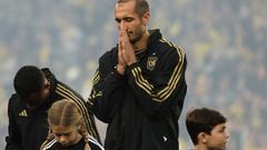 COLUMBUS, OHIO - DECEMBER 09: Giorgio Chiellini #14 of Los Angeles Football Club looks on before the 2023 MLS Cup against the Columbus Crew at Lower.com Field on December 09, 2023 in Columbus, Ohio.   Maddie Meyer/Getty Images/AFP (Photo by Maddie Meyer / GETTY IMAGES NORTH AMERICA / Getty Images via AFP)