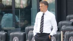 FORT LAUDERDALE, FLORIDA - APRIL 18: Phil Neville, head coach of Inter Miami FC looks on prior to their matvh against the Los Angeles Galaxy at DRV PNK Stadium on April 18, 2021 in Fort Lauderdale, Florida.   Cliff Hawkins/Getty Images/AFP == FOR NEWSPAP