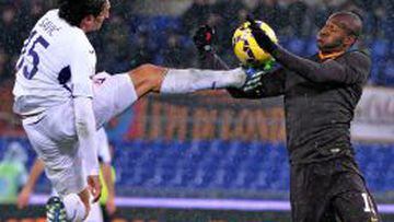 V&iacute;ctor Ibarbo jug&oacute; su primer partido con la Roma este martes ante la Fiorentina por la Copa. 