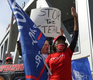Evidence not important | Supporters of US president Donald Trump gather outside the State Farm Arena in Atlanta, Georgia.