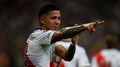 Enzo Fernández of River Plate celebrates after scoring against Fortaleza in the Copa Libertadores 2022.