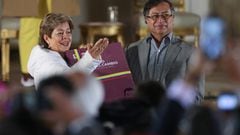 Gustavo Petro y la ministra de Trabajo, Gloria Inés Ramírez, presentan la reforma pensional. Bogotá, Colombia Marzo 16, 2023. REUTERS/Luisa Gonzalez.