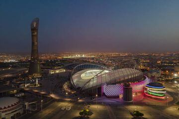 An aerial view of Khalifa Stadium in Doha, Qatar. 