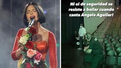 ¡No se pudo resistir! Ángela Aguilar pone a bailar a guardia de seguridad con su música