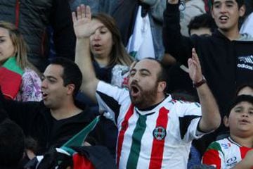 Los hinchas de Palestino celebran la clasificación a Copa Libertadores.