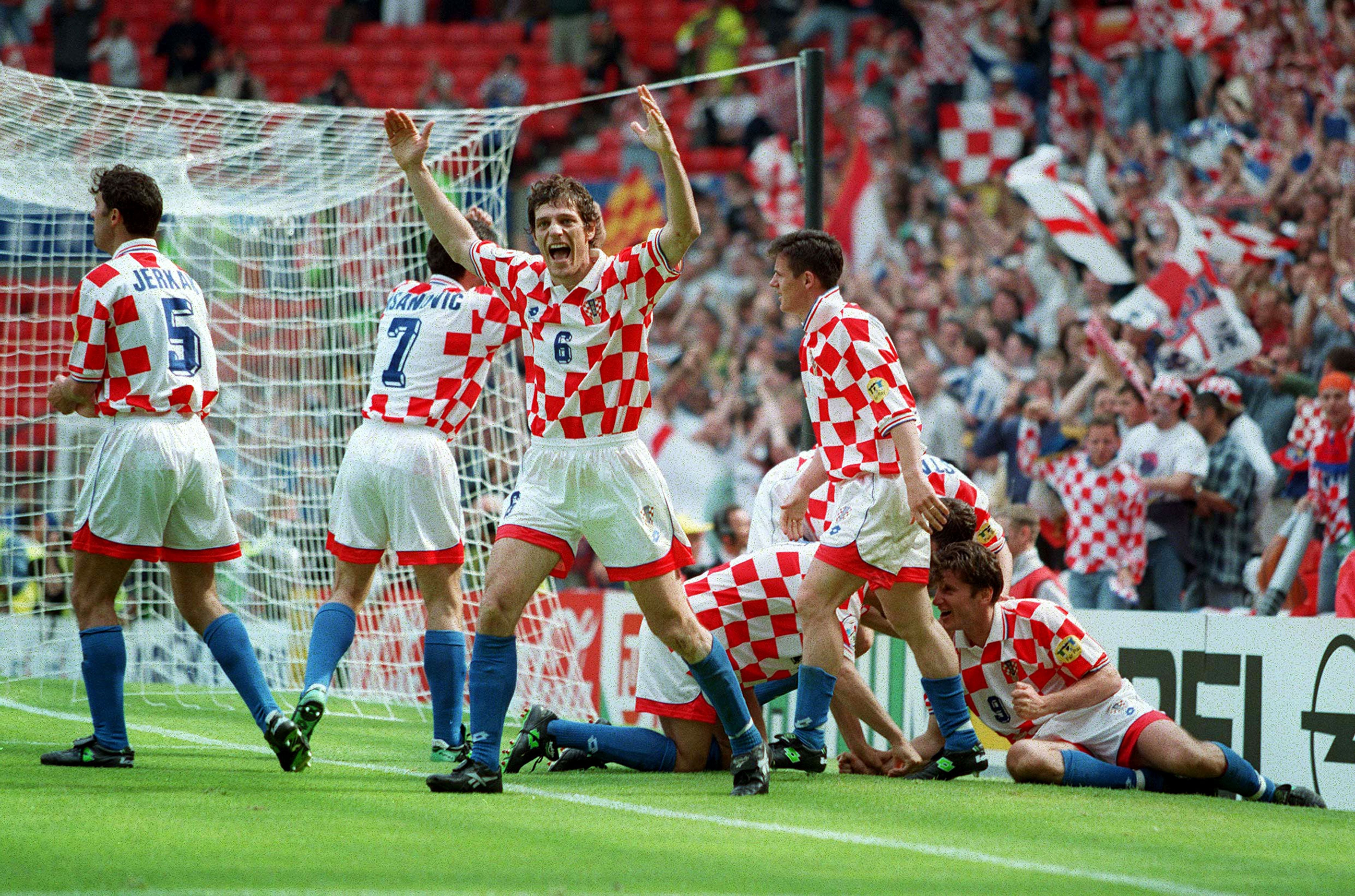 Croacia celebra un gol en la Euro de 1996