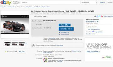 Anuncio en eBay con el Bugatti Veyron que Floyd Mayweather ha puesto a la venta.