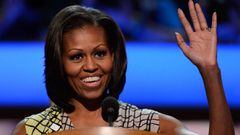 (FILES) In this file photo taken on September 3, 2012, First lady Michelle Obama waves at the podium during a soundcheck during preparations for the Democratic National Convention at Time Warner Cable Arena in Charlotte, North Carolina. - America&#039;s p