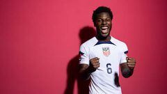 DOHA, QATAR - NOVEMBER 15: Yunus Musah of United States poses during the official FIFA World Cup Qatar 2022 portrait session at  on November 15, 2022 in Doha, Qatar. (Photo by Patrick Smith - FIFA/FIFA via Getty Images)