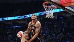 New York Knicks forward Obi Toppin was the top slam dunker at this weekend&#039;s NBA All-Star Slam Dunk contest with a final score of 47 on a one-handed dunk.
