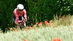 Andr&eacute; Cardoso, que dio positivo antes del Tour de Francia, rueda durante la contrarreloj del Dauphin&eacute;.
