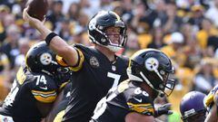Sep 17, 2017; Pittsburgh, PA, USA; Pittsburgh Steelers quarterback Ben Roethlisberger (7) throws a pass during the third quarter of a game against the Minnesota Vikings at Heinz Field. Mandatory Credit: Mark Konezny-USA TODAY Sports