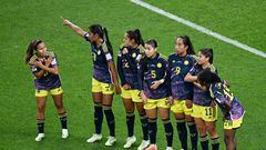 Jugadoras de la Selección Colombia Femenina en un partido del Mundial 2023.
