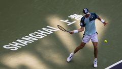 Shanghai (China), 11/10/2023.- Nicolas Jarry of Chile in action during the match against Diego Schwartzman of Argentina at the Shanghai Masters tennis tournament, Shanghai, China, 11 October 2023. (Tenis) EFE/EPA/ALEX PLAVEVSKI
