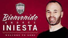 El centrocampista manchego, Andr&eacute;s Iniesta, presentado con el Vissel Kobe.