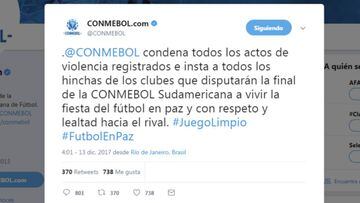 CONMEBOL condena los actos violentos en Copacabana
