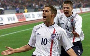 Germany 1 (Jancker 6) England 5 (Owen 12, 48, 66, Gerrard 45+3, Heskey 74)  Owen grabbed his second on 48 after a Beckham cross and wrapped up his hat-trick after Gerrard won the ball and put in a pass which Owen floated over Germany goalkeeper Oliver Kah