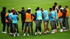 UTRECHT, NETHERLANDS - OCTOBER 08:  Cameroon Head Coach / Manager, Antonio Conceicao da Silva Oliveira speak to his players during a training session of Cameroon National Team at Stadion Galgenwaard on October 08, 2020 in Utrecht, Netherlands. Cameroon wi