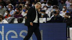 El entrenador del Real Madrid, Pablo Laso, valora la victoria de su equipo ante el M&oacute;naco, en la 23&ordf; jornada de la Euroliga 2021-22.