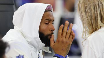 INGLEWOOD, CALIFORNIA - FEBRUARY 13: Odell Beckham Jr. #3 of the Los Angeles Rams looks on from the bench area in the fourth quarter against the Cincinnati Bengals during Super Bowl LVI at SoFi Stadium on February 13, 2022 in Inglewood, California.   Kevin C. Cox/Getty Images/AFP
== FOR NEWSPAPERS, INTERNET, TELCOS & TELEVISION USE ONLY ==