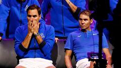 Roger Federer, con Rafael Nadal en la Laver Cup 2022.