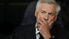 Carlo Ancelotti prior to the UEFA Champions League group F match between Real Madrid and RB Leipzig at Estadio Santiago Bernabeu on September 14, 2022.