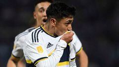 Boca Juniors' Luca Langoni celebrates after scoring against Godoy Cruz during the Argentine Professional Football League Tournament 2022 football match at the Malvinas Argentinas stadium in Mendoza, Argentina, on September 23, 2022. (Photo by Andres Larrovere / AFP)