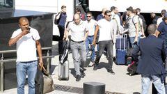 Los veteranos del Roma Legends a su llegada a Madrid