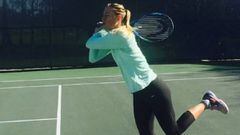 Russian tennis star Maria Sharapova training.