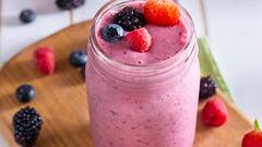 Homemade Berry Smoothie with Strawberry, Blackberry, Raspberry and Blueberry