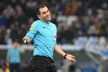 French referee Bastien Dechepy, the match official of the game between Olympique Marseille (OM) and FC Lorient on January 14, 2023.
