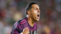   Rogelio Funes Mori celebrates his goal 2-0 of Mexico during the game Mexico vs Nigeria, friendly preparation prior to the start of the 2021 Concacaf Gold Cup, at United Airlines Field at the Memorial Coliseum Stadium, on July 03, 2021.  &lt;br&gt;&lt;