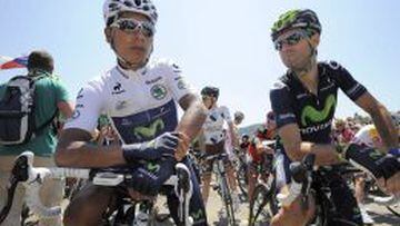 Nairo Quintana y Alejandro Valverde, compa&ntilde;eros en el Movistar Team. 