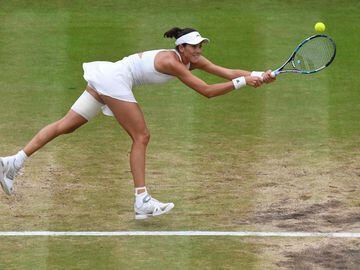 Spain's Garbine Muguruza returns against US player Venus Williams during their women's singles final match on the twelfth day of the 2017 Wimbledon Championships at The All England Lawn Tennis Club in Wimbledon, southwest London, on July 15, 2017. /