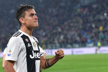 Dybala celebrates his first-minute opener for Juve.