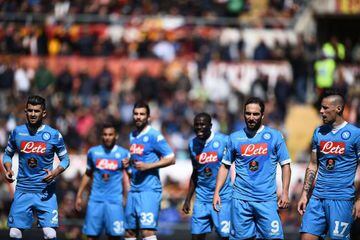 Dejection among the Napoli ranks at the Olympic Stadium 