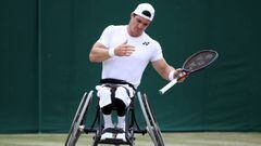 LONDON, ENGLAND - JULY 14:  Gustavo Fernandez of Argentina reacts in his Men&#039;s Wheelchair Singles Final match against Shingo Kunieda of Japan during Day thirteen of The Championships - Wimbledon 2019 at All England Lawn Tennis and Croquet Club on Jul
